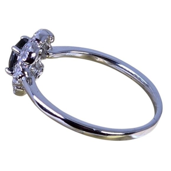 Natural Ruby & CZ Accent Ring | Burton 925 Sterling Silver Ring with Natural Burma Spinel 4mm Gem & Cz
